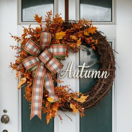 Couronne en Ruban de Saison Automnale